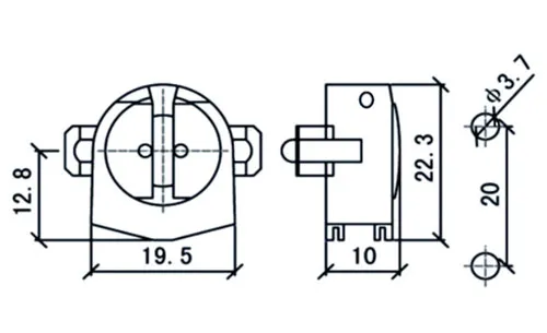 technical drawing, fluorescent lamp holder, mechanical design