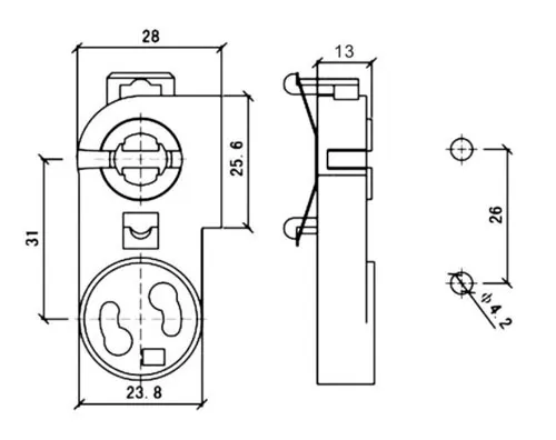 technical drawing, fluorescent lamp holder, starter